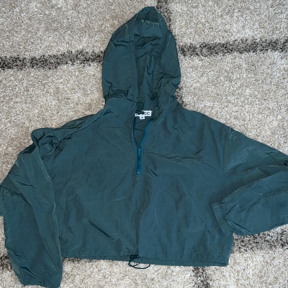 Cropped rain coat with 1/4 zip